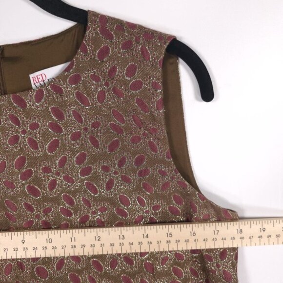 RED VALENTINO ROMANIA MADE Floral Lurex Jacquard Sleeveless Shift Dress Size 8 - Picture 9 of 15